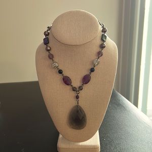 Lia Sophia Purple Beaded Pendant Necklace